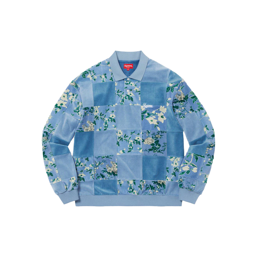Supreme Floral Patchwork Velour L/S Polo