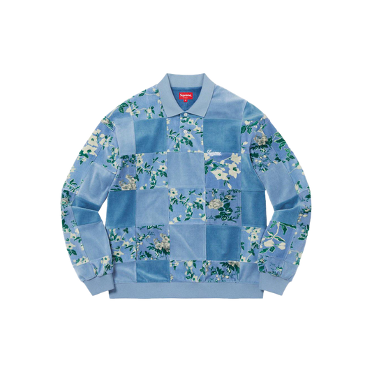 Supreme Floral Patchwork Velour L/S Polo