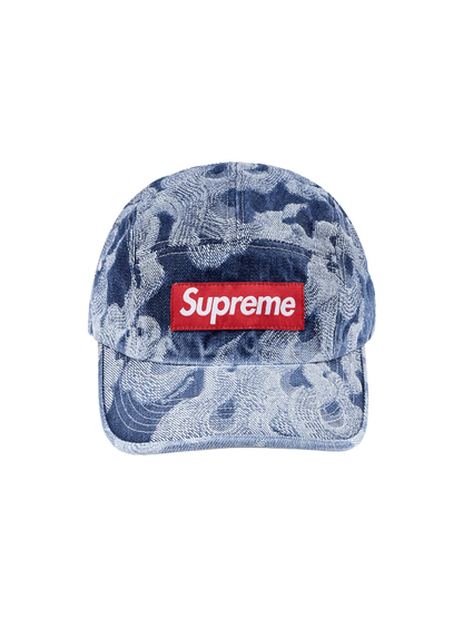 Supreme Flames Jacquard Denim Camp Cap